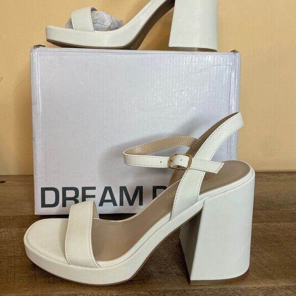 Size 8.5 NIB Dream Pairs off White Platform Open Toe Heels shoes - Picture 3 of 8